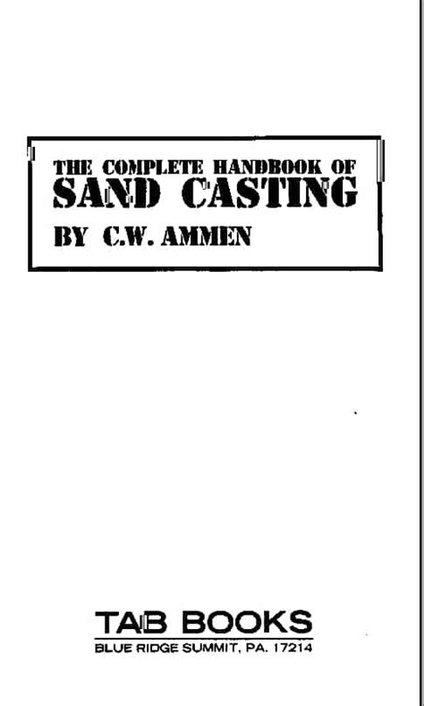 The complete handbook of sand casting tab books. - Jcb 3dx 2015 model parts manual.