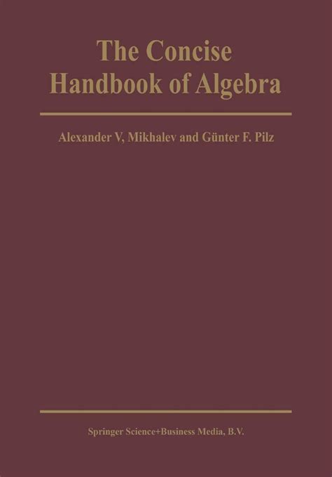 The concise handbook of algebra by alexander v mikhalev. - Patiëntenregister intra-murale voorzieningen geestelijke gezondheidszorg in nederland.