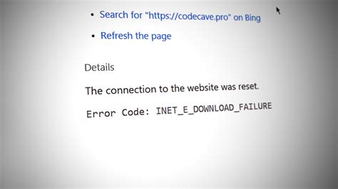 The connection to the website was reset. Error Code: INET…