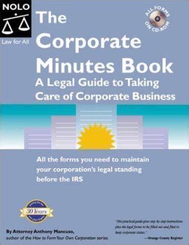The corporate minutes book a legal guide to taking care of corporate business. - Manuale di servizio allison clbt 754.