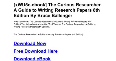 The curious researcher a guide to writing research papers 8th edition. - Procedura di servizio di alimenti e bevande.