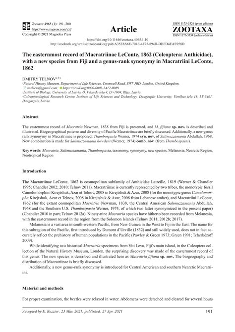 The easternmost record of Macratriinae LeConte, 1862 …