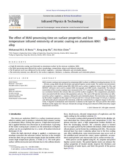 The effect of MAO processing time on surface properties and low ...