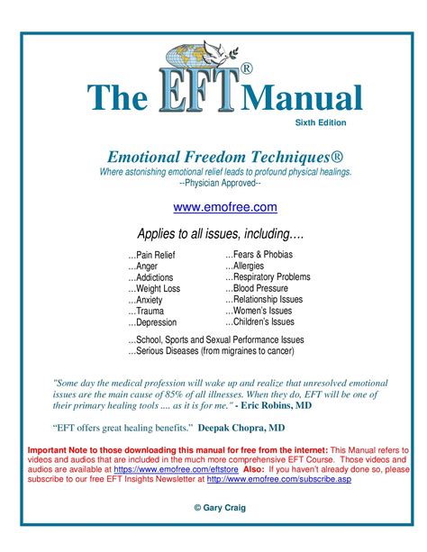 The eft manual by gary craig. - The good the bad and the law the guide to.