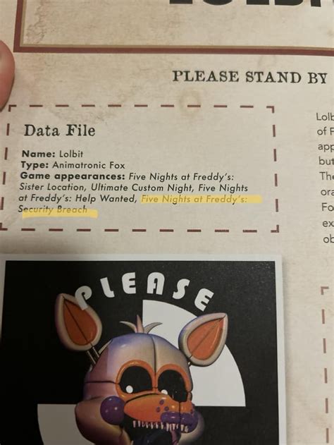 The encyclopedia says Lolbit is in Security Breach ... is this a print ...