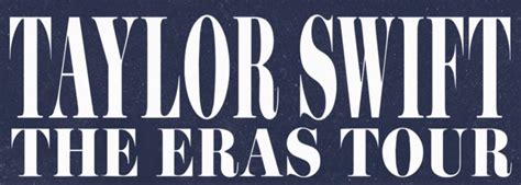 The eras tour logo. The Eras Tour is Taylor Swift's ongoing sixth concert tour, an homage to her albums. The font of the logo is Pistilli Roman, a donationware font by ClaudeP. You can download the font for free and create your own graphics with it. 