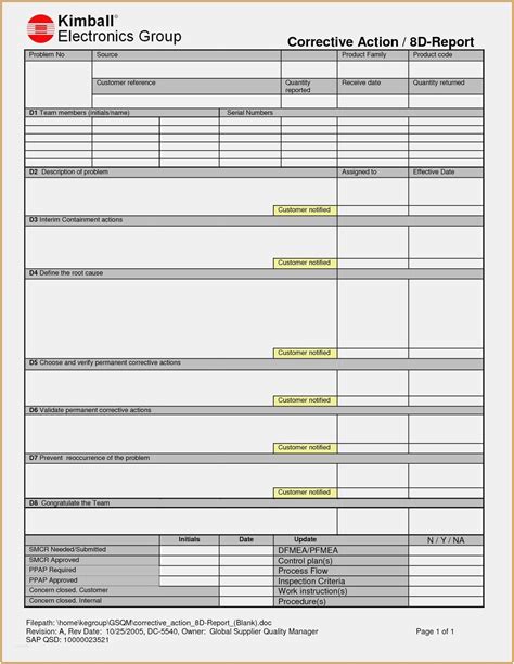 The extraordinary 8D Report Template Excel What Makes 14D Report