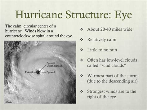 The eye of a hurricane is quizlet. ... hurricanes?, Hurricanes typically last for _____., The Saffir-Simpson Scale measures hurricane intensity ... the eye of the hurricane. TRUEORFALSE: Hurricanes ... 
