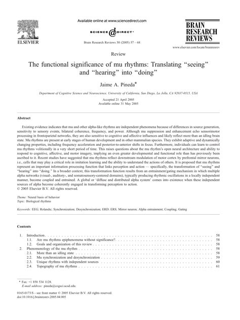 The functional significance of mu rhythms: Translating ‘‘seeing ...