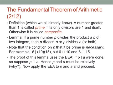 The fundamental theorem of arithmetic ppt