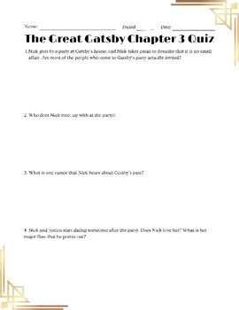 The great gatsby chapter 3 quiz doc. .  ...