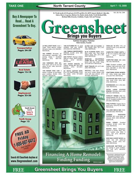 The greensheet. May 18, 2023 · Greensheet Pickups; Digital Editions; What are you looking for? Home Found (1) listings Showing records: 1 to 1 Search. Place An Ad; Sort by: Limit: Update ... 