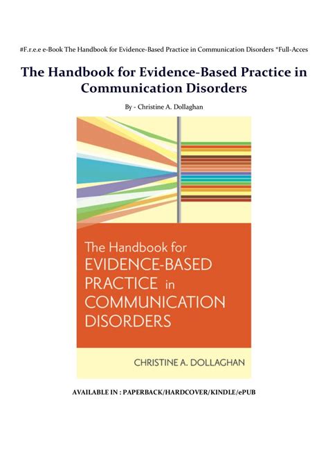 The handbook for evidence based practice in communication disorders. - Cub cadet 48 mower deck operators manual.
