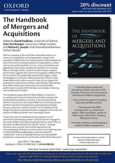 The handbook of mergers and acquisitions. - Fluoropirimidinas en la terapia del cáncer 1ª edición.