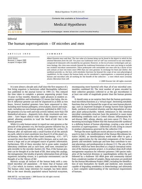 The human superorganism - of microbes and men - PubMed