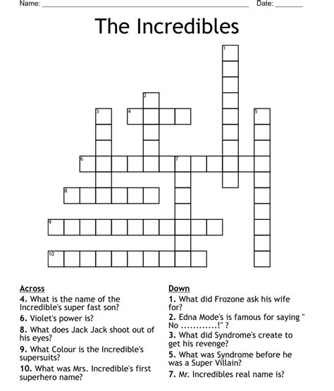 The incredibles villain crossword. 'The Incredibles' supervillain who is a short mole-like creature out to bring war and destruction. Today's crossword puzzle clue is a quick one: 'The Incredibles' supervillain who is a short mole-like creature out to bring war and destruction. We will try to find the right answer to this particular crossword clue. 