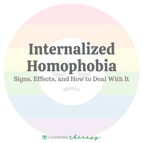 The internalized homophobia workbook by richard isay. Internalized homophobia can show up in the form of self-hatred, shame, fear, anxiety, and depression for many gay clients, whether we are out of the closet or not. (I'm speaking in a collective ... 