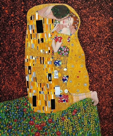 The Kiss is a stunning culmination of many of Klimt's most distinctive stylistic fingerprints. The use of fine lines, vivid colors, and intricate and contrasting patterns make this painting unmistakably Klimt’s..