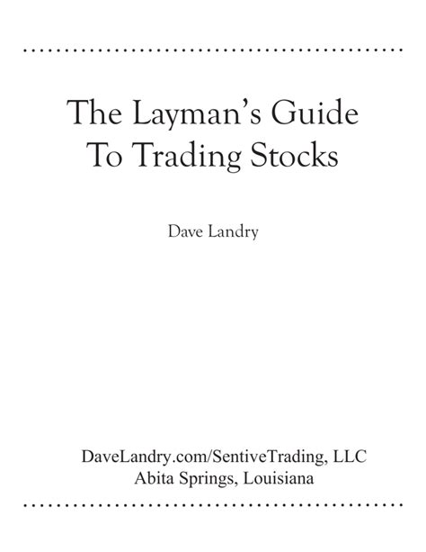 The laymans guide to trading stocks by dave landry. - Gótikus és reneszánsz táblaképek az esztergomi keresztény múzeumban.