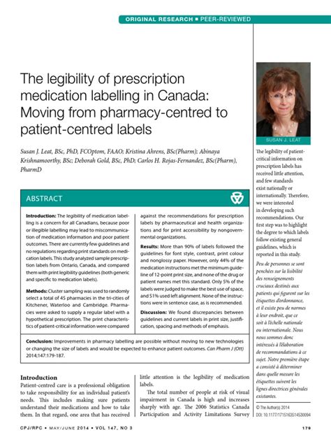 The legibility of prescription medication labelling in Canada