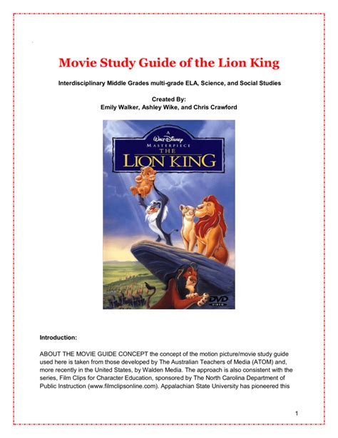 The lion king study guide film education. - Thwaites tonne ton dumper workshop service manual.