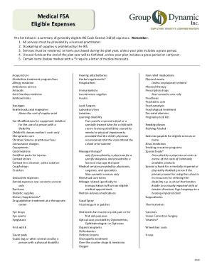 The list below includes