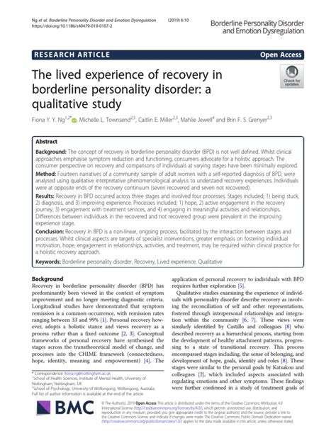 The lived experience of recovery in borderline personality