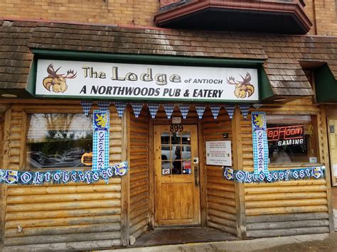 The Lodge of Antioch. Categories. Food & Dining. 899 Main St. Antioch IL 60002 (847) 395-3373; Send Email; Visit Website; About Us. A Northwoods Pub and Eatery located in downtown Antioch. Come on in to enjoy Daily Specials, Breakfast on Saturday and Sunday, 12 plasma TV's, a huge outdoor deck with plenty of seating, and live music!