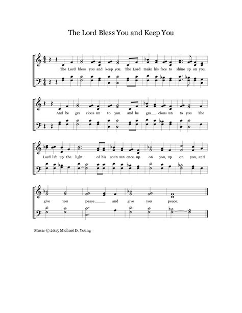 The lord bless you and keep you sheet music. Share, download and print free sheet music for piano, guitar, flute and more with the world's largest community of sheet music creators, composers, performers, music teachers, students, beginners, artists and other musicians with over 1,000,000 sheet digital music to play, practice, learn and enjoy. 