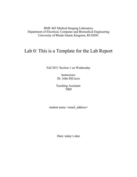 The marvellous Lab Report Template Electrical, Computer & Biomedical