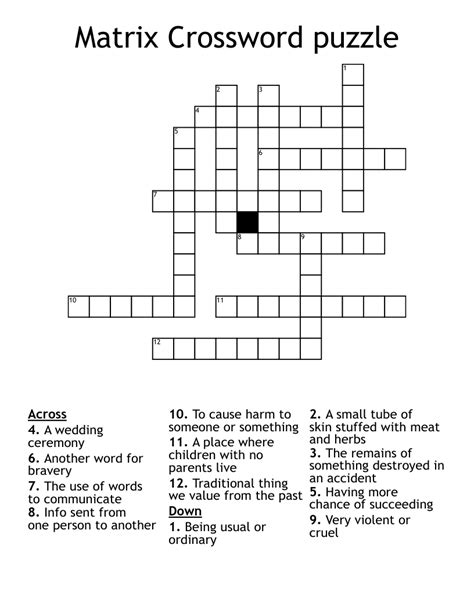 The matrix 2003 sequel crossword clue. The New York Times crossword puzzle is legendary for its challenging clues, intricate grids, and rich vocabulary. For crossword enthusiasts, completing the daily puzzle is not just... 
