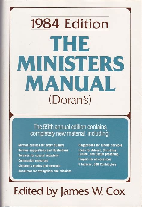 The ministers manual by james w cox. - Humidificador ultrasónico sunbeam modelo 700 manual.