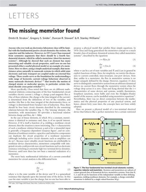 The missing memristor found - PubMed