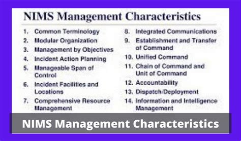 Which NIMS Management Characteristic is necessary for achieving situational awareness and facilitating information sharing? A. Accountability B. Comprehensive Resource Management C. Integrated Communications D. Chain of Command and Unity of Command ... The NIMS management characteristics of chain of command and unity of command means that each .... 