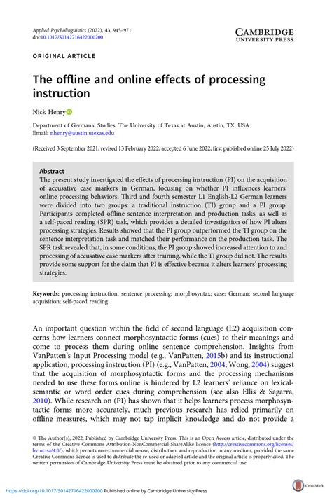 The offline and online effects of processing instruction