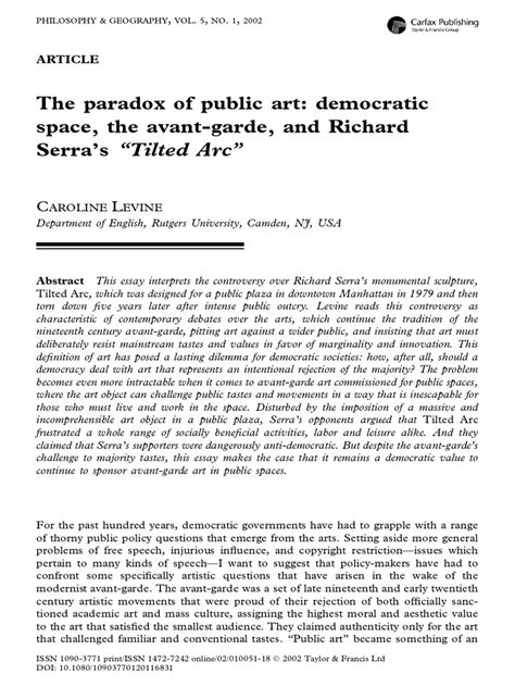 The paradox of public art: Democratic space, the avant-garde, …