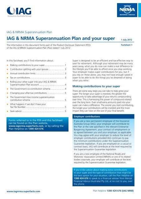 The plan and your super IAG & NRMA Super