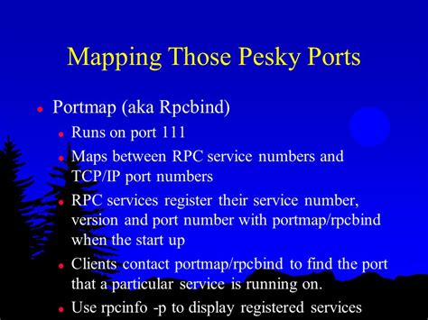 The portmap or rpcbind service must not be running unless needed.