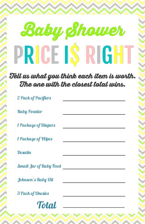The Price Is Right Baby Shower Game Ideas, 50 cards Fun Baby Shower Game for Boys, Girls, Fun Party Activities Card for Couples Decorations Supplies. 4.7 4.7 out of 5 stars (531) 500+ bought in past month. $9.99 $ 9. 99. FREE delivery Thu, Apr 13 on $25 of items shipped by Amazon. Or fastest delivery Wed, Apr 12 .. The price is right baby shower game