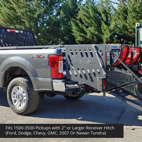 The ramp rack. The Ramp Rack is a pickup truck accessory that allows you to transport two walk-behind, standing or zero-turn mowers in your truck bed. It is versatile, efficient, cost-effective and safe for lawn service companies that offer junk removal, construction, farming, moving and snow removal services. 