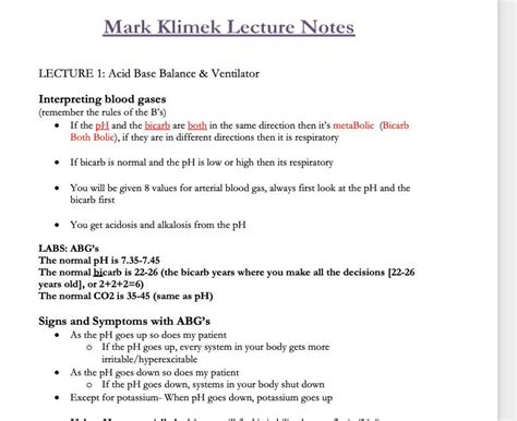 Mark Klimek Nclexgold - Lecture notes 1-12major focus points 