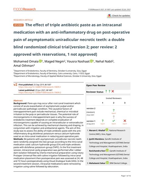 The relationship of intracanal medicaments to postoperative pain …