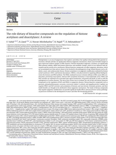 The role dietary of bioactive compounds on the regulation of hist…