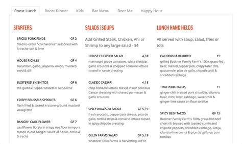 The roost longmont menu. MENU; ORDER NOW. ORDER ONLINE; PURCHASE GIFT CARDS ... LONGMONT, CO. 80501 ... 827-3380. THE ROOST HOURS. Monday 11:00am-9:00pm Tuesday 11:00am-9:00pm Wednesday 11 ... 