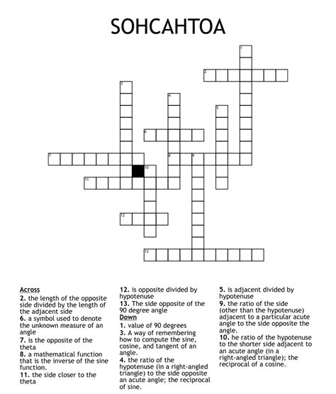 The s of sohcahtoa crossword. Let's find possible answers to "The 'S' of SOHCAHTOA, in trig" crossword clue. First of all, we will look for a few extra hints for this entry: The 'S' of SOHCAHTOA, in trig. Finally, we will solve this crossword puzzle clue and get the correct word. We have 1 possible solution for this clue in our database. 