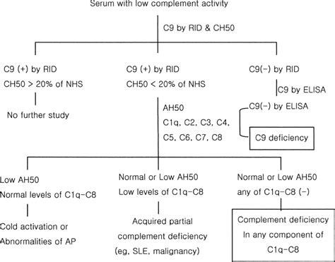 The schematic classification of sera with low complement activity in