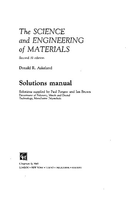 The science engineering of materials solution manual 6th. - El pce y el psoe en (la) transición.