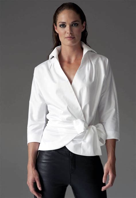 The shirt company. A feminine shirt featuring a flattering funnel collar and cross over front, Barbara pairs beautifully with your favourite jeans, black tailored trousers, or pencil skirt and pumps. SHOP BARBARA 