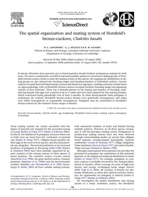 The spatial organization and mating system of Horsfield