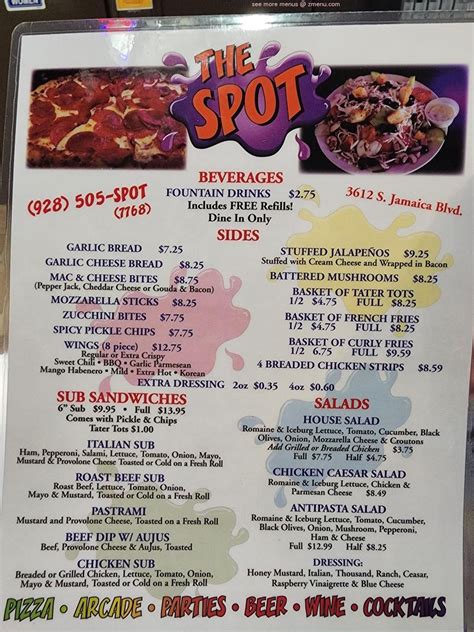 Spot. Outdated menu here? Click to update . Prices and menu items are subject to change. Contact the restaurant for the most up to date information. Page 1 of 2 Back to top. Page 2 of 2 Back to top. Check out other American Restaurants in Lake Havasu City. MenuPix.com is a comprehensive search engine for United States and Canada …